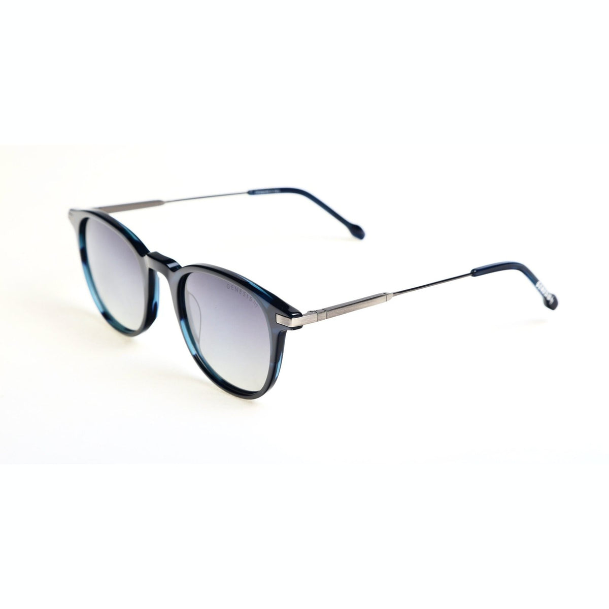 GENESIS Washington 2026 – Polarized Round Sunglasses | Navy Acetate Frame with Metal Temples, UV400 Protection