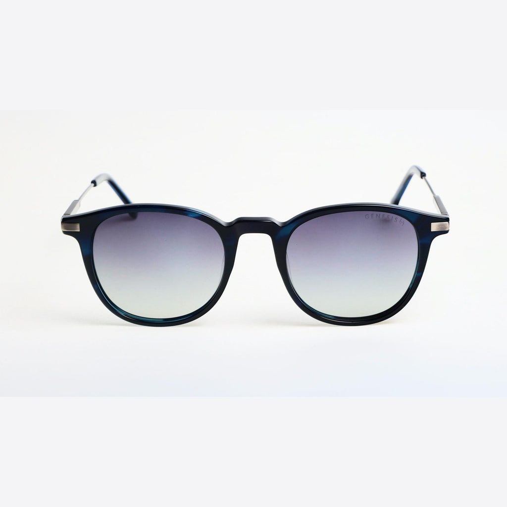 GENESIS Washington 2026 – Polarized Round Sunglasses | Navy Acetate Frame with Metal Temples, UV400 Protection