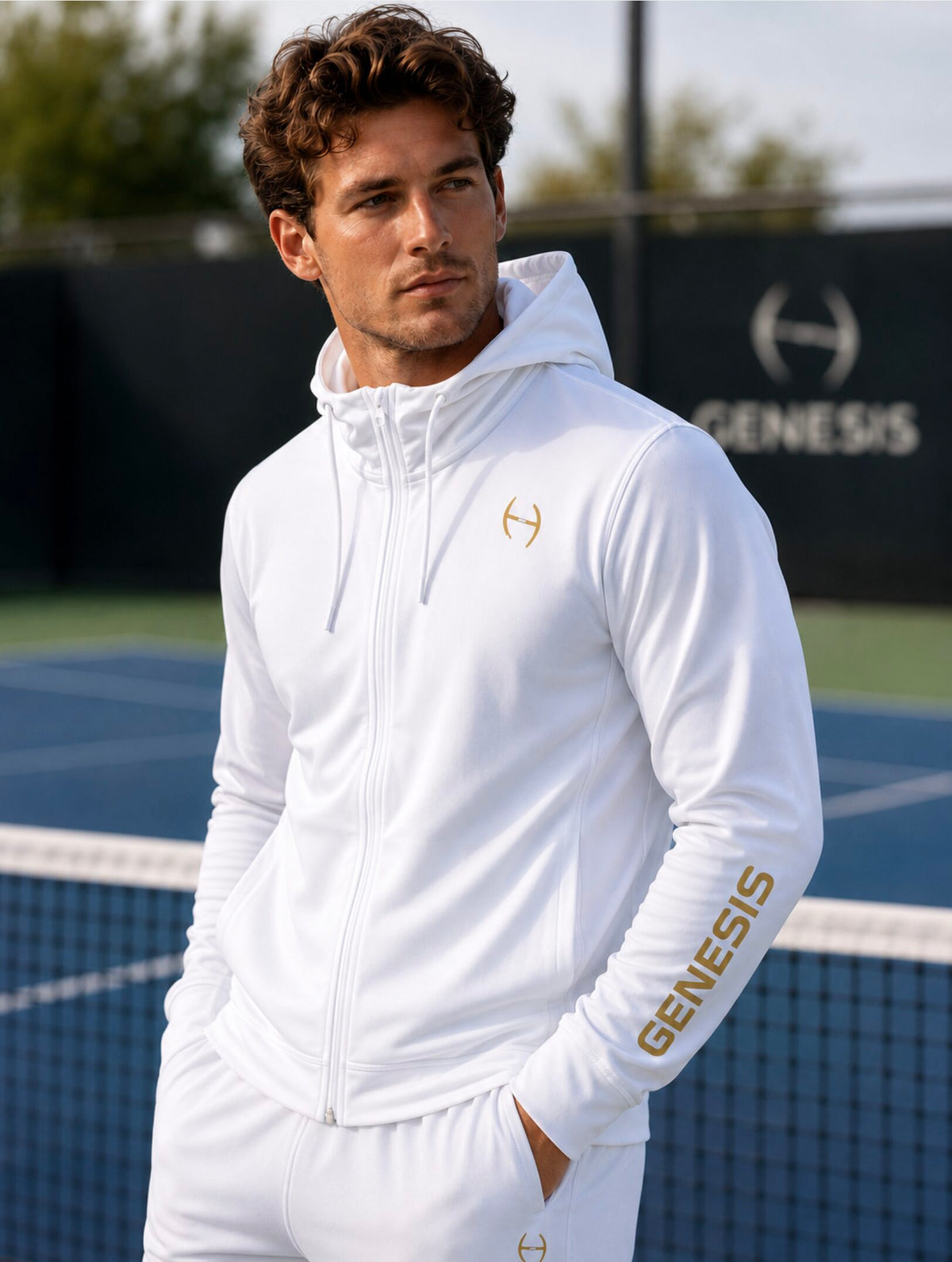 GENESIS Tech MenÂ´s Hoodie Jacket White 2026
