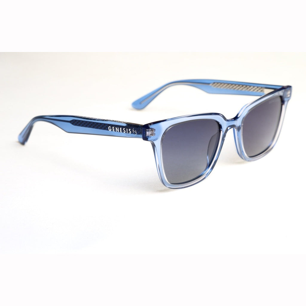 GENESIS Miami 2026 – Polarized Square Sunglasses | Light Blue Acetate Frame, UV400 Protection