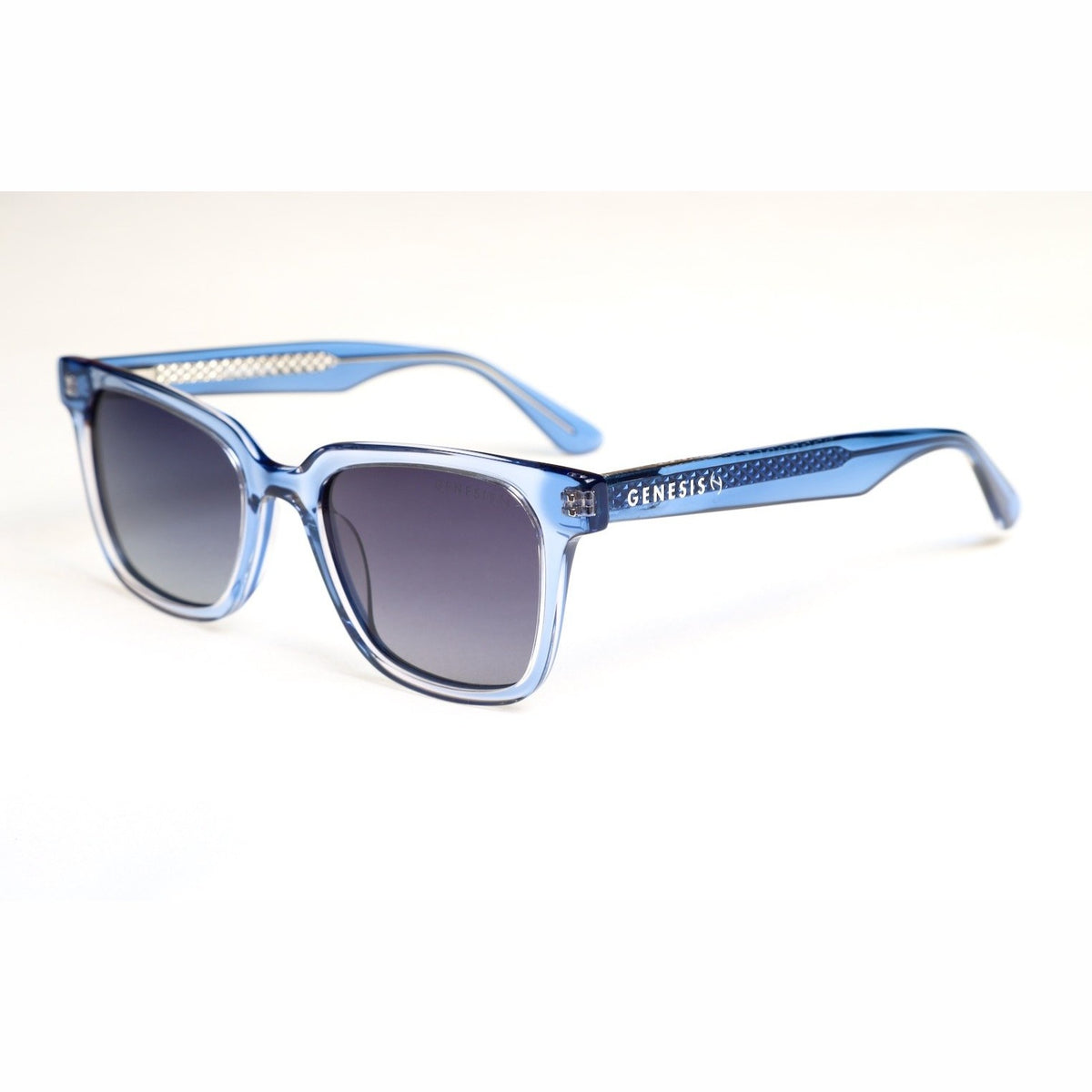 GENESIS Miami 2026 – Polarized Square Sunglasses | Light Blue Acetate Frame, UV400 Protection
